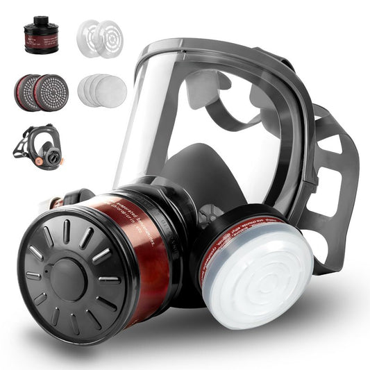HANUU Gas Masks Survival Nuclear and Chemical, Gas Mask with 40mm Activated Carbon Filter and P-A-1 Filters, Tactical Full Face Respirator Mask for Gases Vapor Chemicals Spray Paint Resin Dust