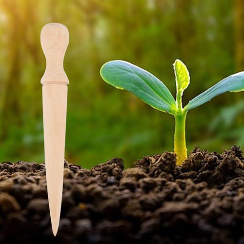 Buhyujkm Wooden Hand Dibber, Ergonomic Sow Dibber Hole Punch, 5.79x0.79 inches, Scientific Gardening Excavation Tool for Planting, Yard, Balcony, Nursery, Seedling Transplanting