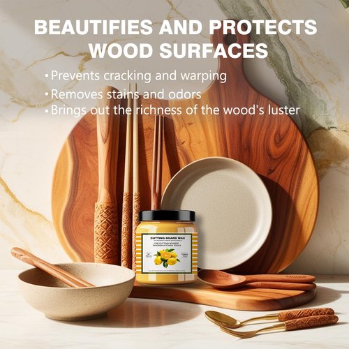 Premium Cutting Board Finish Wax - Natural Beeswax and Carnauba Wax - Enriched with Lemon & Orange Oils - for Wood Butcher Blocks, Wooden Bowls, and Utensils - Natural Wood Conditioner - 3.5oz