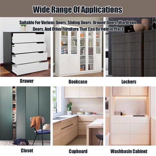 Magnetic Cabinet & Furniture Door Catch - Quiet Ultra Thin Catches with Screws Drawer Magnet Latch for Sliding Door Closure Closet Closer, Invisible Anti-Collision Door Catches (Black, 4)