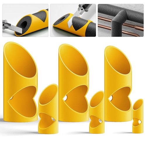 6PCS Foam Pipe Cutter, 6 Sizes Pipe Insulation Foam Water Tube Cutter Tool, Insulation Cutting Fixture for Pipe Insulation in Homes, Industries&Commercial Places 15MM-22MM-28MM-40MM-46MM-53MM (Yellow)