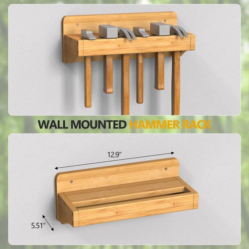 Bambition Set of 3 Wall Mounted Hand Tools Storage, Screwdriver Organizer, Hammer Rack and Pliers Holder