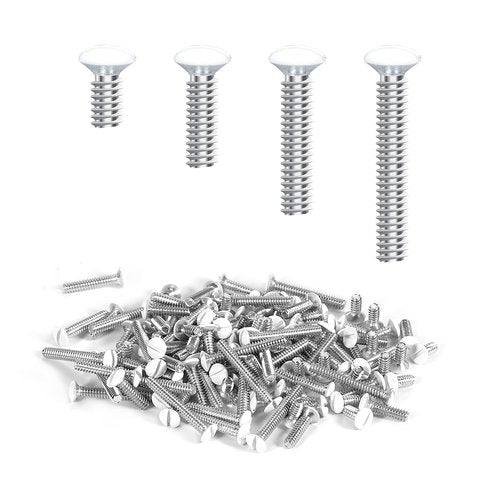 KINBOM 120pcs Wall Plate Screws, 4 Length Sizes 6-32 Thread Wall Panel Socket Screws Outlet Cover Screws Light Switch Cover Screw Replacement Electrical Screw for Wall Plate (White)