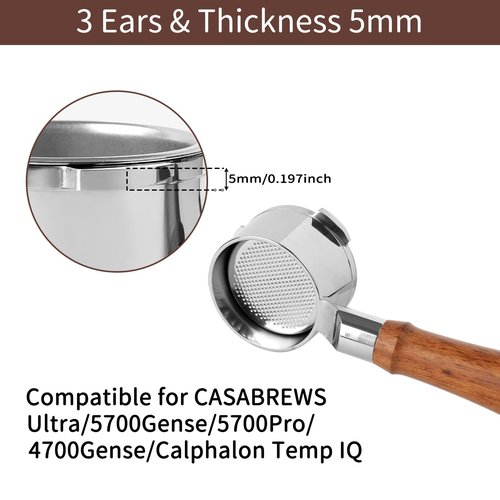58mm Bottomless Portafilter Compatible for CASABREWS Espresso Machine Ultra, 4700Gense, 5700Gense and 5700Pro, Stainless Steel Filter Holder and Filter