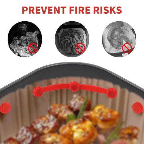 4pcs Air Fryer liner Magnets Set, Universal Fit Strip-Shaped Air Fryer Silicone Magnet Buckle with 8 Single Silicone Magnetic Buckle for Protecting Basket from Scratches Fixing Parchment Paper(Red)