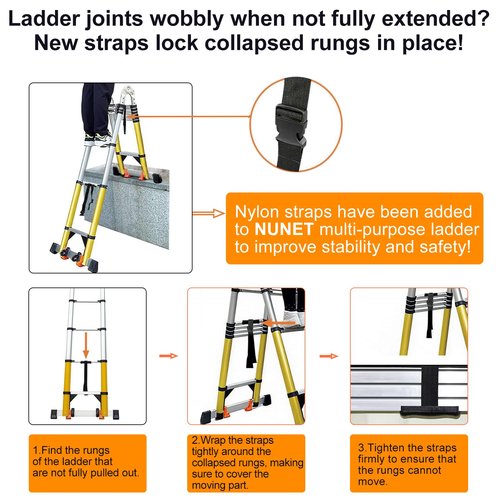 20FT A Frame Telescoping Ladder, Type-A Collapsible Extension Ladder with Double Balance Bar & Wheels, 330lbs Capacity, EN131 Certified Portable Aluminum Step (8+8Foot Step) Includes Tools Bag