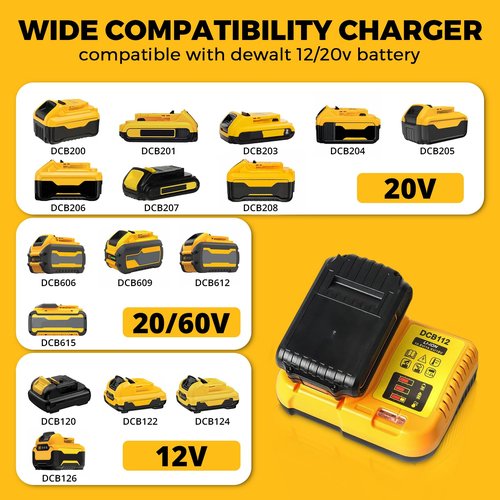 2Pack Upgraded 8.0Ah 20Volt Max Replacement for DEWALT 20V Max Battery and Charger Combo DCB200 with 12V/20V DCB112 Station Kit Compatible with Dewalt 20Volt X*R Battery