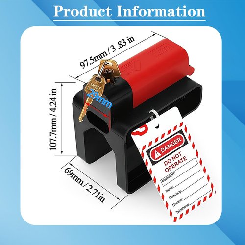 Young Dance Adjustable Ball Valve Lockout Device - OSHA Compliant Industrial Safety Lock for 1/4''-2-1/2'' Valves - Heavy-Duty Nylon Construction - Weatherproof Design - Red