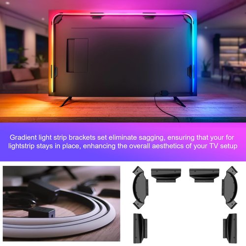 Light Strip Brackets Kit Fit for Philips-Hue Play Gradient Light Strip, for Philips 55 inch 65 inch 75 inch, Long-Wearing Hue Gradient LED Strip Mounting Clips Holder Set