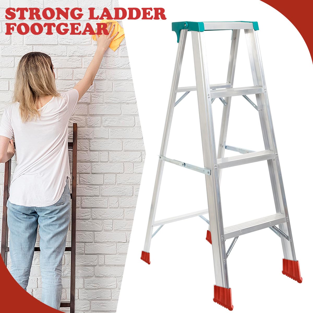 2 Pcs Ladder Non Slip Feet Covers, Thickened Furniture Rubber Foot Cushion Non-Slip Telescopic Ladder Rubber Protective Cushion Ladder Foot Cushion Cover Accessories