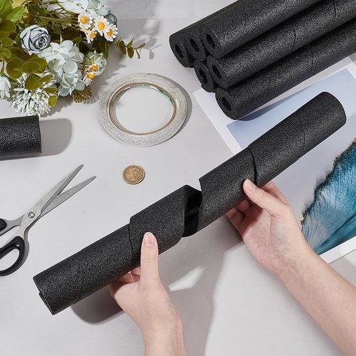 BENECREAT 15.83 Inch Insulation Foam Tube, 1.78 Inch Black Multi-Purpose Snake Pipe Pool Noodles Foam for Gaps and Joints Backing Concrete Filler