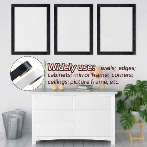 Black Mirror Border Peel and Stick, 2 Inch X 39 Ft Adhesive Tape for Furniture, PVC Self-Adhesive Border Waterproof Bathroom Mirror Frame Sticker for Cabinet, Door, Photo Frame
