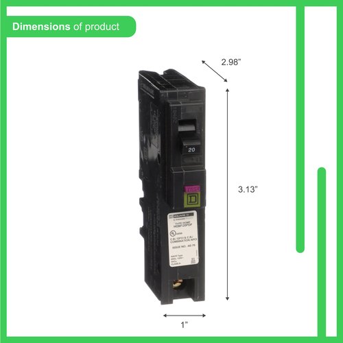 Square D - HOM120PDFC Homeline Plug-On Neutral 20 Amp Single-Pole Dual Function (CAFCI and GFCI) Circuit Breaker,