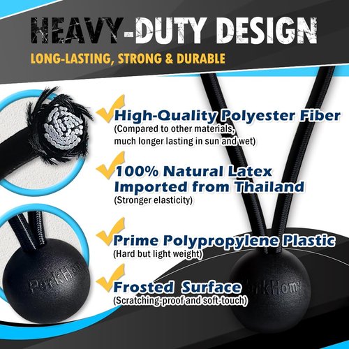 PerkHomy 30 PCS Ball Bungee Cord 6 Inch Heavy Duty Bungie Cord Balls for Tarp Tie Down Canopy Camping Tents Cargo Holding Wire Hoses Patio Umbrellas Awning (30pc Black&White)