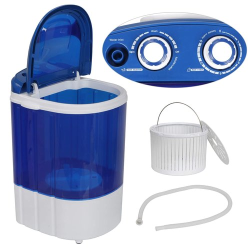 ZENY Portable Mini Washing Machine 8 lbs Washing Capacity Semi-Automatic Compact Washer Spinner Small Cloth Washer Laundry Appliances for Apartment, RV, Camping, Single Translucent Tub Blue