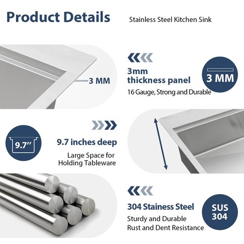 Lordear 33 Drop In Kitchen Sink Workstation 33x22 Kitchen Sinks Drop In Stainless Steel 16 Gauge Single Bowl Handmade Topmount Sink with Cutting Board