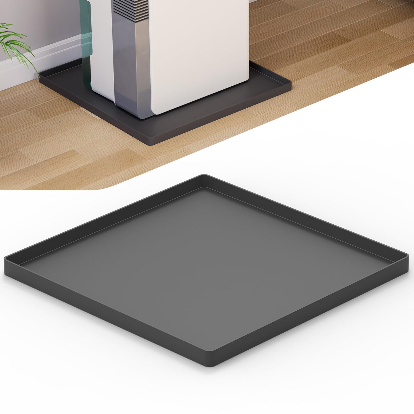 Wintcomfort Dehumidifier Mat for Home Dehumidifiers, Large Dehumidifier Drain Pan Prevent Leaks, Waterproof Silicone De humidifier Drain Tray Protect From Appliance Leaks Water Spills, Black, 19"x19"