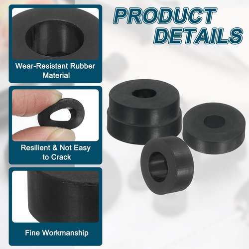 uxcell 18Pcs Thick Rubber Spacer, 1 Inch OD x 1/4 Inch ID x 1/4 Inch Thickness Round Rubber Bushings Anti Vibration Flat Spacer Washers for Home Industrial Machinery