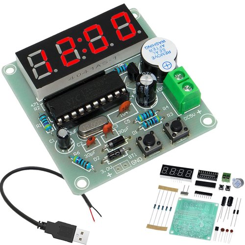 DAOKAI 4 Bits Digital Electronic Clock DIY Kits MCU Digital Clock PCB Soldering Practice Board Clock Parts Components for Curriculum Practice Welding Practice