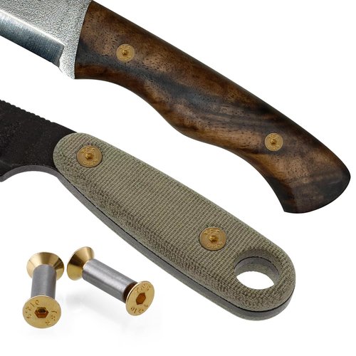 10 Packs Knife Handle Screws Rivets Bolts Fasteners, Gold Hex Flat Head Screws, Knives Maker Screws for Fixing Blade Knife