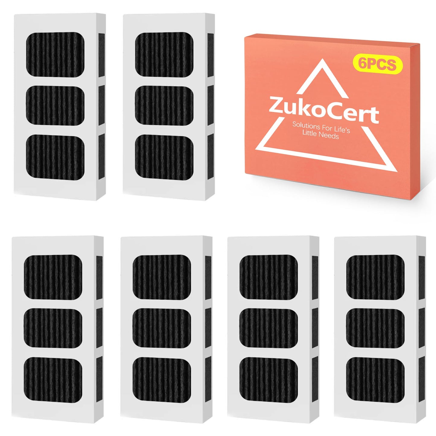 ZukoCert 6 Pack Refrigerator Air Filter Replacement, Compatible with Frigidaire Pure Air Ultra 2 PAULTRA2 and Electrolux 242047805 Models