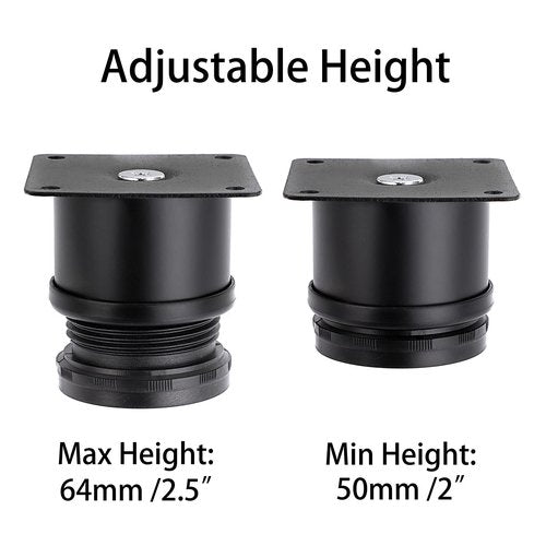 OwnMy 4PCS 2 Inch Stainless Steel Furniture Legs Feets Metal Cabinet Desk Legs, Adjustable Round Metal Furniture Risers Replacement Legs Corner Feets Heavy Duty Table Leg Extenders for Sofa Chair