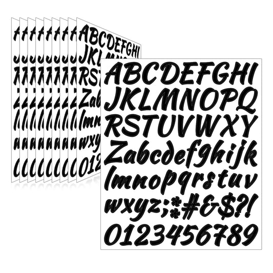 Llewyn 710 Pcs 10 Sheets Letter Stickers,Self Adhesive Waterproof 1 Inch Mailbox Numbers Vinyl Stickers,Alphabet Decals for Water Bottle,Window,Door,Classroom,Car,Laptop,Scrapbook (Black, 1 Inch)
