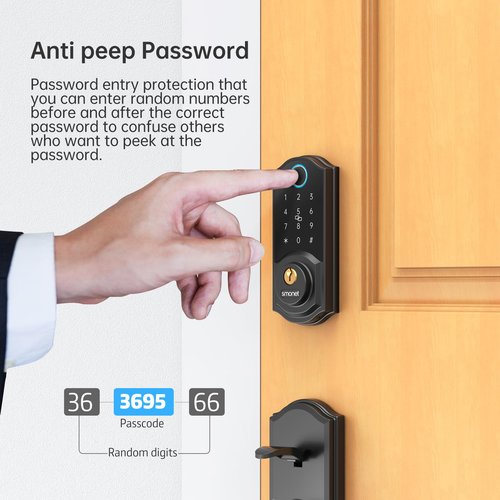 Smart Locks for Front Door, SMONET Front Door Lock Set Keyless Entry, Keyless Entry Keypad Deadbolt with Handle, Smart Deadbolt Fingerprint Bluetooth Digital Keypad