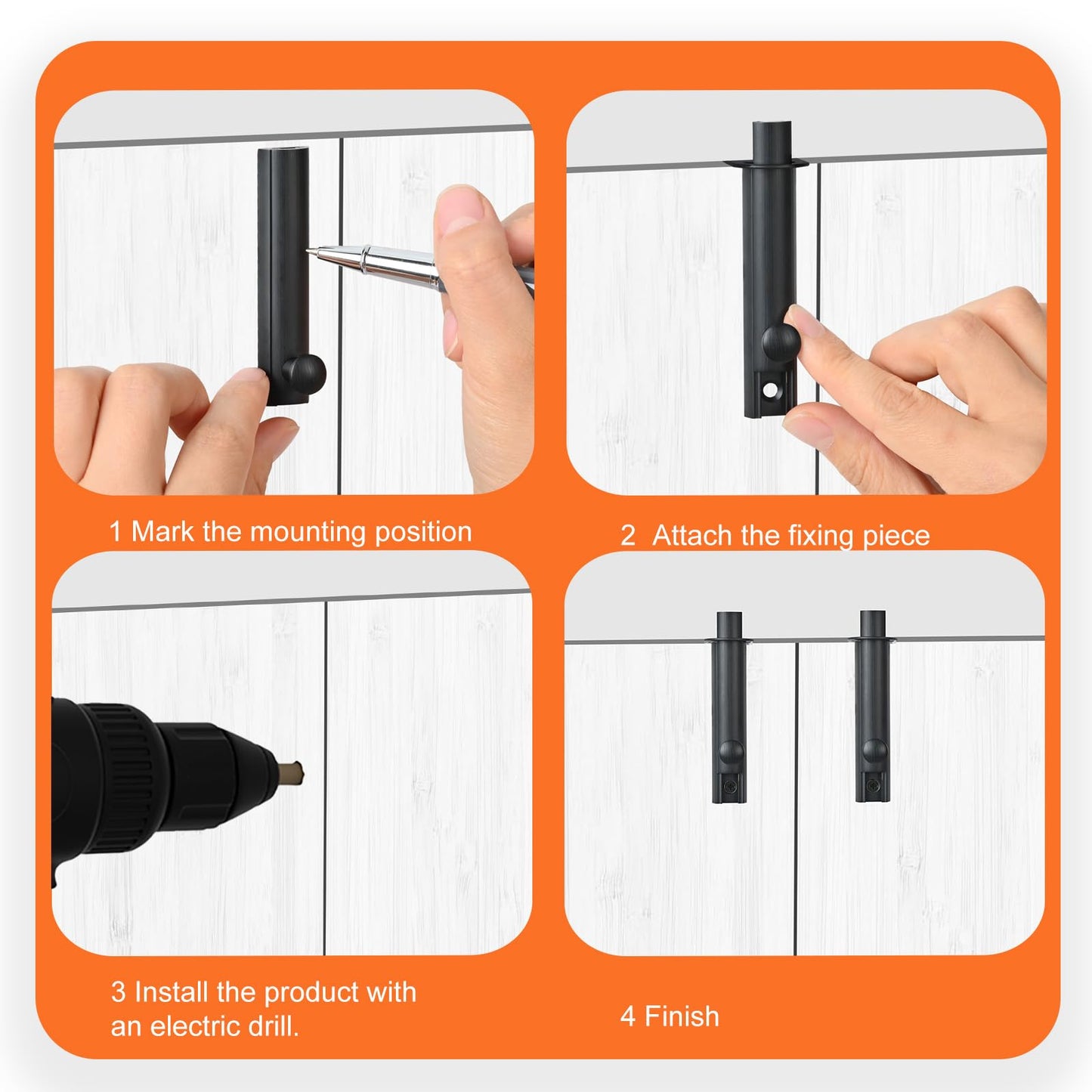 KOVOSCH Solid Brass Surface Bolt 3 Inch, Heavy Duty Concealed Slide Surface Door Bolt, Black