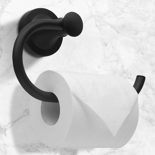 BRASEEY Black Toilet Paper Holder, Bathroom Toilet Tissue Roll Holder Hanger, Matte Black Towel Paper Holder for Bathroom, Wall Mount Bathroom Hardware Accessories