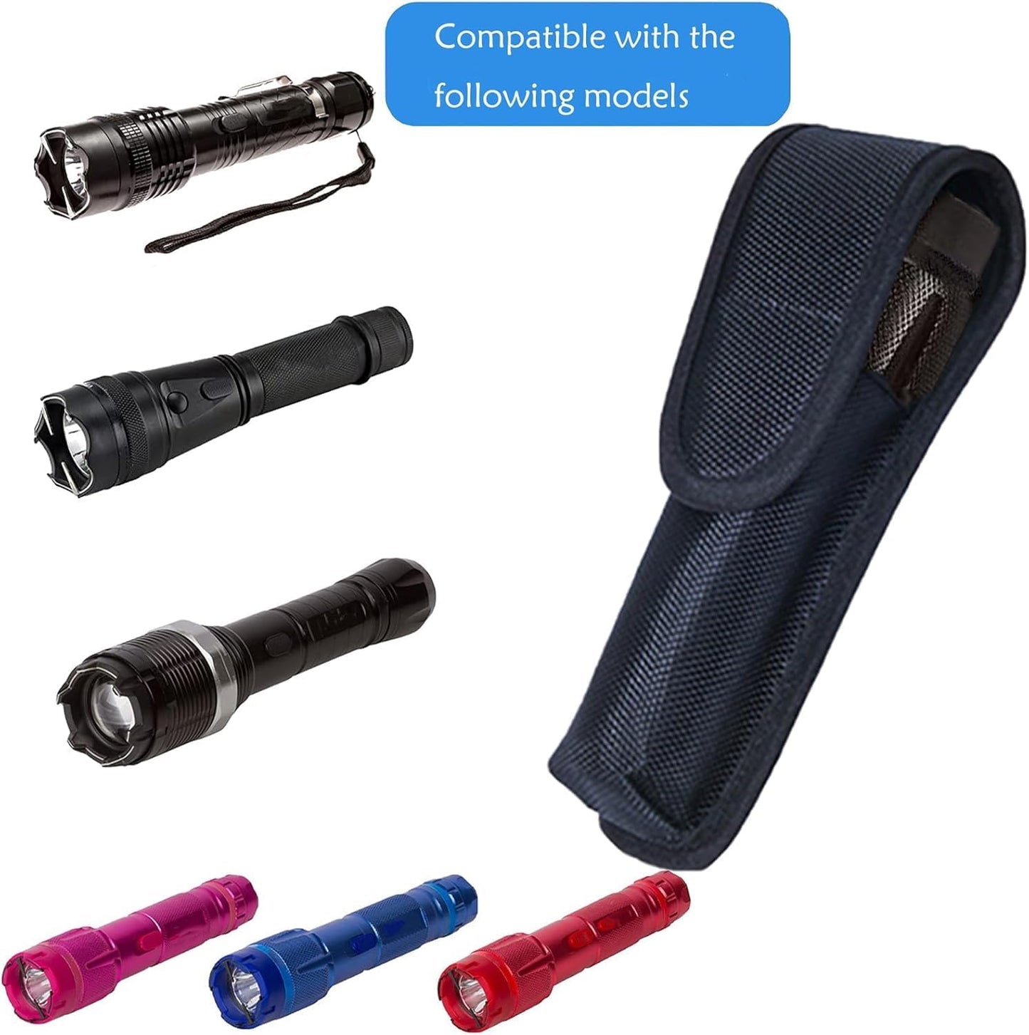 Nylon Flashlight Holster Stun Gun Case for Duty Belt, for 4.7"-6.5" Flashlight, Stun Gun with LED Flashlight etc