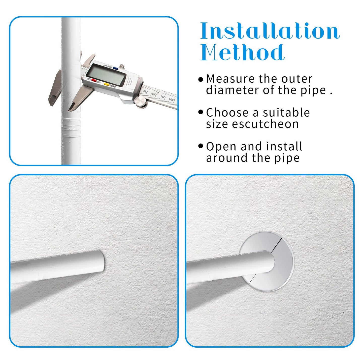 Prasacco 3 Pcs Escutcheon Plate Plumbing Cover Plates Wall Split Flange Stainless Steel Round Pipe Flange Faucet Flange Toilet Flange Escutcheon Ring Flange for 1 Inch Diameter Pipe, White