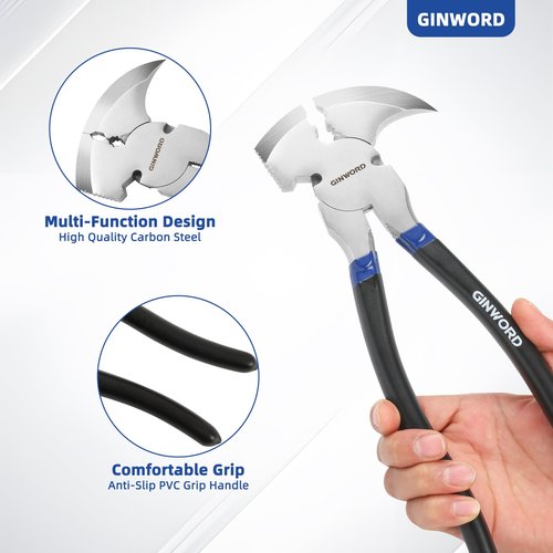 GINWORD Fencing Pliers,10.4 Inch Multi Fence Tool,Hammer Head, Wire Cutter Heavy Duty Fence Pliers,Nail Puller Pliers,Staple Puller,Fence Cutting Tools