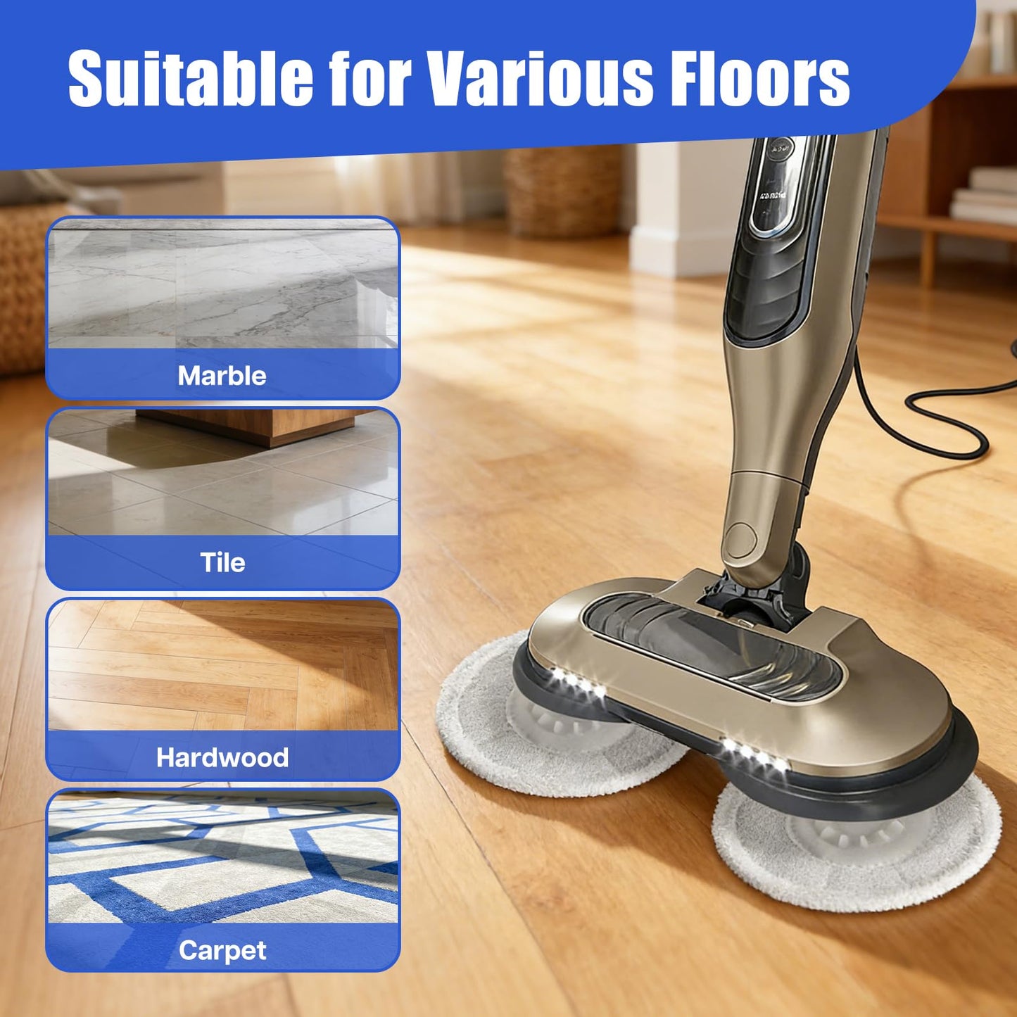 Jikefa 8 Pack Steam Mop Pads Compatible with Shark S8201 S8001 S7001 S7201 S7005 S7000 Series, S7000AMZ S7001TGT– Microfiber Replacement Scrub Pad, All-in-One Reusable Cleaning Refills for Hard Floor