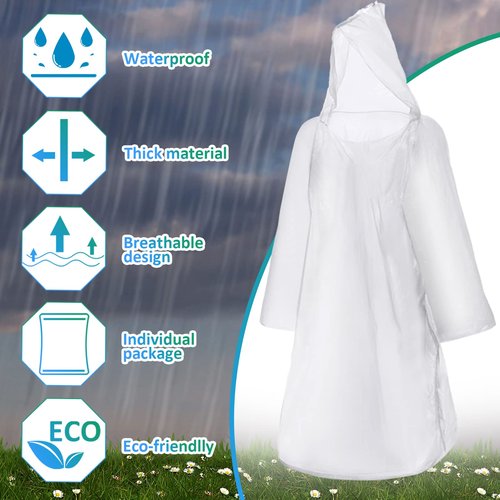 200 Pieces Disposable Rain Ponchos for Adults Bulk Emergency Rain Poncho Transparent Waterproof Throw Away Individually Wrapped Raincoat with Hood Clear Gear