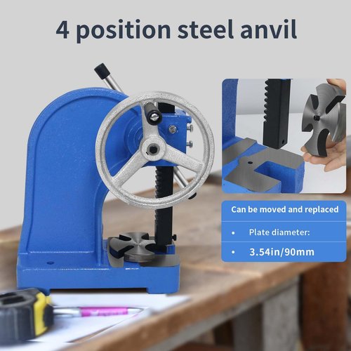 PNBO Arbor Press 1 Ton, Ratchet Leverage Press with Handwheel, 5.5"Maximum Height, Manual Desktop Punch Press for Stamping, Bending, Stretching, Forming