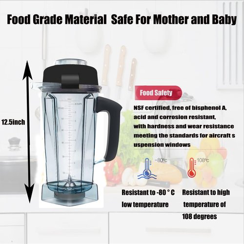 For Vitamix Blender Pitcher 64oz, Replacement for Vitamix 5200 5000 5300 6300 VM0101 VM0103 VM0197 Classic/Commercial Series Container Jar Cup,Updated Prevents Rust and Leaks,10 Years Warranty