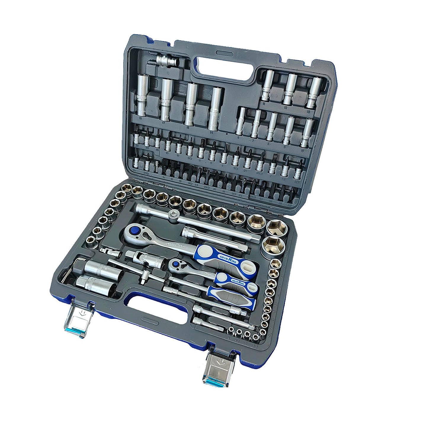 Griplier 94 Pieces Drive Socket Ratchet Wrench Set, with Bit Socket Set Metric and Extension Bar for Auto Repairing and Household, with Storage Case