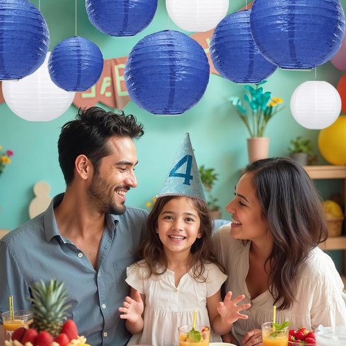 LIHAO Blue Paper Lanterns for Graduation Decorations Classroom Graduation Party Graduation Cap Weddings Birthdays 10PCS