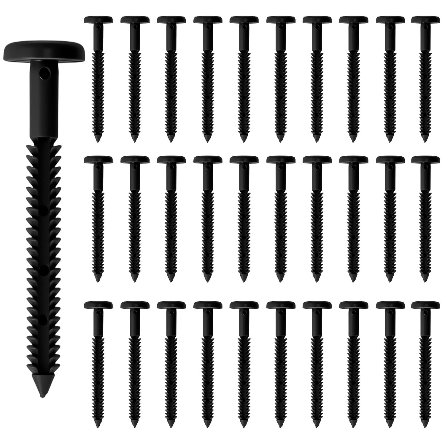 3 Inch Vinyl Shutter Fastener，Shutter Panel Pegs Plastic Shutter Screws Lok Pins Plastic Shutter Spike Anchors with Reverse Barb Design for Brick Wood Stucco Vinyl Siding (Black, 30 Pcs)