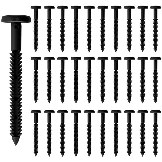 3 Inch Vinyl Shutter Fastener，Shutter Panel Pegs Plastic Shutter Screws Lok Pins Plastic Shutter Spike Anchors with Reverse Barb Design for Brick Wood Stucco Vinyl Siding (Black, 30 Pcs)