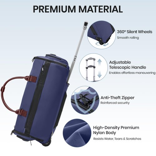 Fanwoli 3-in-1 Rolling Garment Bag for Travel, Wheeled Carry-On Luggage with Shoe Storage & Detachable Organizer, Wrinkle-Free Compartment for Suits/Dresses/Wedding Gowns, Fits Most Airline Size tingting