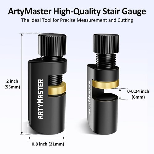 ArtyMaster Stair Gauges with Rubber Pad – Stair Gauges for Framing Square & Circular Saw – Framing Jig Square Stops – Circular Saw Guide – Carpentry Jig Stops
