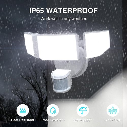 Abovizo 85W LED Security Lights Motion Sensor Light Outdoor, 8500LM Dusk to Dawn, IP65 Waterproof, 6500K, 3 Head Motion Detected Flood Light, Floodlight for Outside, Garage, Yard, Porch (White)