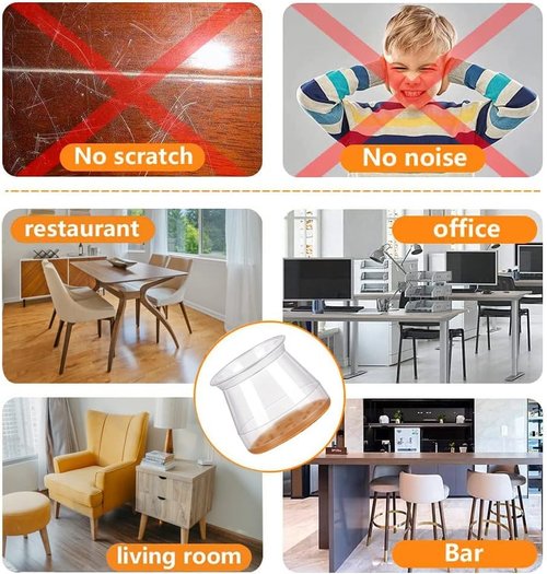 Ansible 24 Pcs Chair Leg Floor Protectors, Silicone Felt Furniture Leg Pads Caps Covers for Hardwood Floors (fit:1.3''-2'')