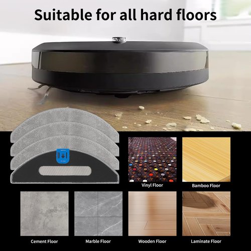 8 Pcs Replacement Mop Pads Compatible with iRobot Roomba Combo i5/i5+/j5/j5+ Robot Vacuum and Mop, Washable Reusable Microfiber Cleaning Cloths for Hard Floors