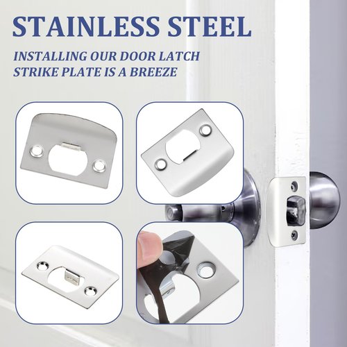 12Pcs Deadbolt Strike Plate Stainless Steel Deadbolt Covers Standard Door Lock Latch Restorer Spacer Door Reinforcement Kit for Home Office Doors Frame Repair
