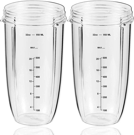 Replacement Parts 32oz Blender Cups (2 Packs) Replacement Blender Cups Compatible with NutriBullet 600w and 900w Blender