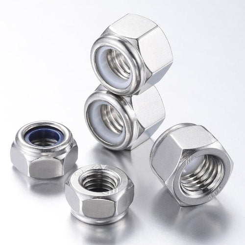 Wensilon(50pcs) M6 Self Clinching Nuts 304 Stainless Steel Self-Lock Nylon Inserted Hex Lock Nuts