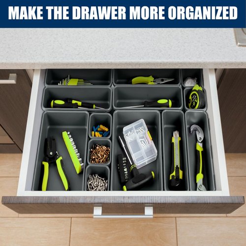 【LARGE SIZE】【68PCS】Tool Box Organizer Tray Divider, 【5 Size】Toolbox Desk Drawer Organizer, Organization and Storage Toolbox for Garage Accessories (68pcs-Grey) (68PCS 5Sizes)